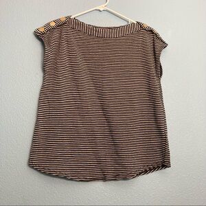 Jones New York Drape Tee w/Button Detail - Stripes - Size Small